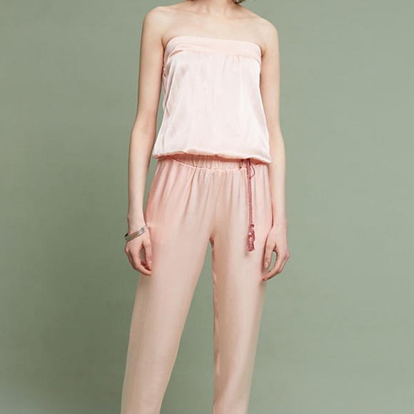 Anthropologie Drew Jumpsuit Pink Strapless Shimmer - Picture 6 of 8